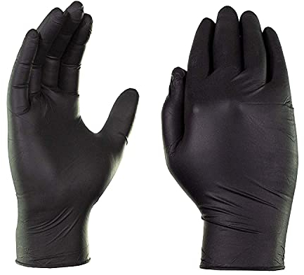 firmsafeT Heavy Duty Strong Premium Quality Black Nitrile Examination Gloves | Mechanical | Industrial | Food | Janitorial and other Industries | Powder Free | Latex Free | Size: SMALL (1 Box of 100)