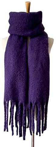 XYUAN Schals Für Damen Winter,Winter Verdickte Schals Einfarbig Damen Lange Schals Warmer Plüsch Quaste Schal Lila Stola Für Frauen Warmer Kälteschutz Mode Pendeln