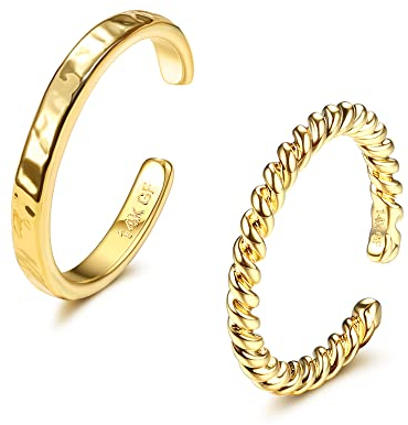 Morfetto 14 Karat Gold gefüllte Zehenringe für Frauen Einfacher Zehenring mit offenem Band Verstellbare Zehenringe Gold E