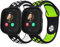 Polyjoy 2 Stück Kinder Silikon Armbänder kompatibel mit Xplora X6 Armband, Atmungsaktiv Weich Sport Ersatzarmband für Xplora X6 Play/Xplora X6 Pro Kinder Mädchen Jungen-Schwarz Weiß + Schwarz Grün
