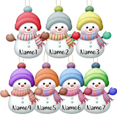 GBVllexuii Personalisierte Weihnachtsschmuck 2023 Familie 7 stücke Benutzerdefinierte Weihnachten Schneemänner Ornamente mit Namen Kundenspezifische Weihnachtsbaum Hängende Dekorationen Geschenke