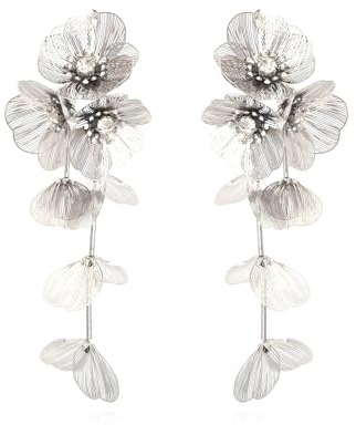Boho Hawaiian Blume Lange Dangle Ohrringe für Frauen, Bohemian Gold Layered Petal Übertriebene Hochzeit Schmuck Ohrringe für Mädchen