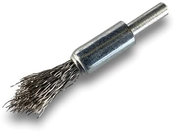 Lot de 6 brosses métalliques pinceaux en bout pointu sur tige | Ø 12 mm | INOX dur 0,40 mm | Forme pointe | Pour perceuse ou visseuse à mandrin | Brossage et décapage | Kibros 20TC12Px6