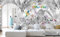3D Papier Peint Panoramique Jungle Soie Tropicale, 500 X 280 cm Noir et Blanc Plantes Fleur, Feuille, Oiseau Perroquet Grandes Murales Poster pour Salon, Adulte Chambre d'enfants, Étude Décoration