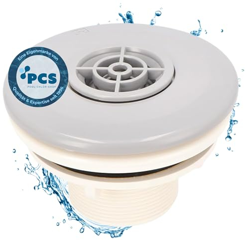 Duraol Buse de refoulement avec Grille I Gris Clair I Buse d’entrée réglable pour Piscine avec Liner, Bassin en béton ou en Polyester I Buse en ABS avec Bride, Joints et vis