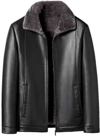 Baumwolle Schaffell Jacke Für Herbst Und Winter Männer Dicke Fleece Mäntel Mann Motorrad Jacke Tops, 2265-Schwarz, XXL