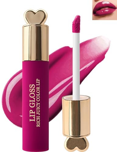 Rose Hydrating Liquid Lip Gloss, Moisturising and Nourishing Glossy Lipstick, Waterproof Lip Tint Gloss, Lightweight and Non-Adhesive, Long Lasting Lip Balm Gifts for Girls 08#