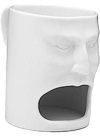 OUNONA Ceramic Cookie Mug with Biscuit Holder – Unique Face Shape White Mug Food-Grade Ceramic for Coffee Tea and Biscuits Great for Gifting