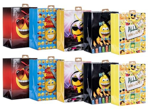 Laro Premium-Line Medium Geschenktüten Geschenktaschen 10-100 Stk Medium Smiley, Anzahl:20, Muster Tüten:Medium Smiley