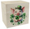 Süßes Schwein das Glück bringt Spardose aus Holz Kleeblatt-Design Tier-Figur als Glücksbringer Grün Natur-Symbol Pflanze-Deko