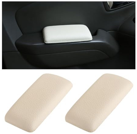 CGEAMDY 2 Stück Auto-Kniekissen-Pad, Tür-Armlehnen-Schutzkissen Aus Weichem Leder, Universal Auto Mittelkonsole Knie-Bein-Ellenbogen-Kissen Pad(Beige)