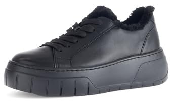 Gabor Damen Low-Top Sneaker, Frauen Halbschuhe,Best Fitting,Warmfutter,straßenschuhe,Strassenschuhe,Turnschuhe,schwarz(DBS:Webl.),39 EU / 6 UK