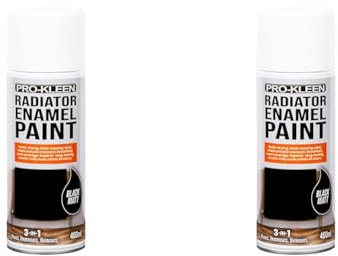 Pro-Kleen Radiator Enamel Spray Paint Black Matt 400ml - Heat Resistant up to 100ºC - For Radiators, Hot Pipes, Water Tanks & More - Fast Drying & No Primer Needed (Pack of 2)