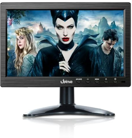 Upinva 10,1-Zoll kleines Überwachungsdisplay unterstützt HDMI, VGA, AV, BNC, USB-Multifunktionsschnittstelle, LED-Bildschirm, PC-Mini-Display, 1280 x 800 Auflösung, integrierte Lautsprecher