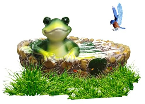 Bird Bath Resin Frog Decorative Bird Bath Bowl 5.3 Inch Bird Water Feeder Pool Garden Frog Ornament Outdoor Yard Decorations Frog Ornament Garden Ornaments Garden Decorations Bird Water Feeder