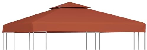 ShGaxin Pavillon-Dachplane mit Kaminabzug, Ersatzdach Pavillon, Dach Für Pavillon, Pavillondach, 310 g/m² 3x3 m Terrakotta