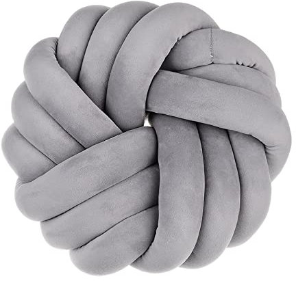 Liemuao - Cojín de bola de 35 cm anudado, almohada de bola de nudo creativo hecho a mano, cojín trenzado, para decoración de sofá, silla de cama, coche (gris)
