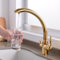 Grifo De Cocina Ósmosis Con 3 Vías, Grifo De Fregadero Giratorio a 360°, Caño Alto, Cobre Cromado Doble Palanca Mezclador De Fregadero, Para Agua Caliente Y Fría Gold