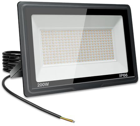 Jefedana LED Strahler Außen 200W-IP66 Wasserdicht Fluter-3000K 20000LM Superhell LED-Strahler für Hinterhof, Garage, Flur,Garten