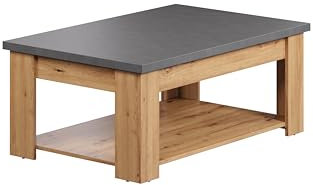 trendteam smart living - Follow - Couchtisch - Eiche/Anthrazit - Wohnzimmertisch mit Ablagefach - (BxHxT) 120 x 46 x 67 cm - Moderner Sofatisch mit Grauer Tischplatte