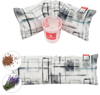 SAKOLINO - Saco Térmico de Semillas de Lino con Lavanda para Microondas - Alivia Dolores Cervicales, Menstruales, Musculares y Deportivos - Almohadilla Calor y Frío - Natural (Jaspeado Blanco)