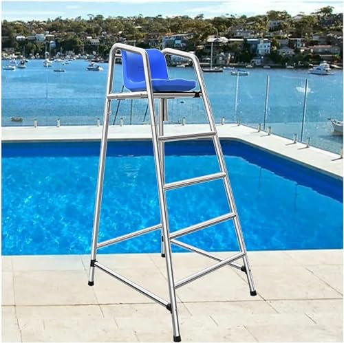 SAFWELAU Taburete alto Escalera Silla salvavidas desmontable para piscina, 120cm/150cm/180cm Silla elevada con taburetes de acero inoxidable para la playa del Patio junto a la piscina del lago al aire