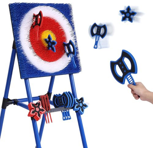 Sidske Axe Throwing Game for Backyard, 8 Axes & 8 Stars, Bristle Target