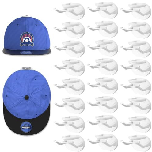 Gocvo 24 Stück Adhesive Cap Halter, Hat Rack Kein Bohren, Baseball cap aufbewahrung, cap halterung wand, kappenhalter für Zimmer Tür Kleiderschrank(Weiß)
