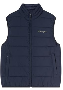 Champion Herren Weste Jacke Reißverschluss Leicht Gepolsterte Weste Wasserabweisendes Crinkle-Effekt Nylon RV-Fronttaschen Nachhaltige Repreve-Polsterung Hoher Kragen, dunkelblau, 22