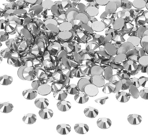 PATIKIL 1600Pcs SS20 Round Flatback Crystal 4.6-4.8mm Glass Rhinestones Gems Diamonds for DIY Crafts Clothes Shoes Nail Art Decoration, Silver