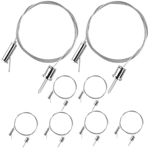 Teemyaa Kit de câble métallique de suspension au plafond, 8 ensembles de luminaires LED, kit de suspension de lumière d'aquarium, câble métallique réglable pour panneau, suspension, lustre, suspension