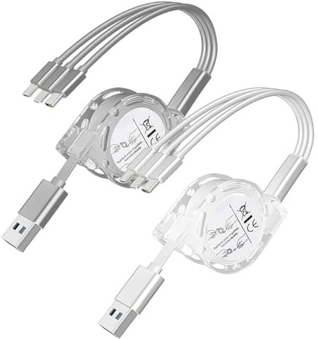 ASIRYVA 2 Pcs 3 in 1 Charging Cable, Multi Phone Charger Cable compatible with iPhone, Android, Samsung Galaxy, Google Pixel, LG, Sony, and More Devices (1M)