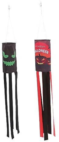 TOYANDONA 2piezas Decoración De Bandera De Tubo De Viento Para Halloween Mangas De Viento Diseño De Fantasmas y Calaveras Para Decoración Colgante Exterior Jardines y Patios Bandera