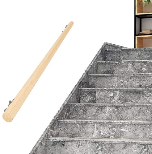 Pasamanos Escalera Redondo Madera, Pasamanos Escalera Barandilla Pasamanos De Escalera De Loft, Barras De Apoyo para Montaje En Pared, para Adultos