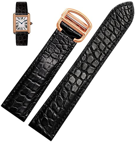 BXSUKEYOU Uhrengurt geeignet für Cartier, Crocodile Leder Uhrengurt, Herrenleder -Tankschlüssel, London Calibo Uhr Kette für Frauen 20mm