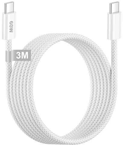 Cavo iPhone 15 16 17 Ricarica Rapida 3M, 60W Cavo USB Type-C 3 Metri Cavo Apple USB C Nylon Cavi Ricarica Type C Filo Caricatore per iPhone Air/17 16 15 Pro Max/17 Pro/16e,iPad Pro/Air/Mini 6 7