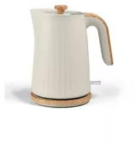 New Cream 1.7L Fast Boil Scandi Kettle – 3000W Electric Kettle with Wood Effect Handle, Rapid Boil, Easy View Water Window D-07 (Cream & wood-effect)