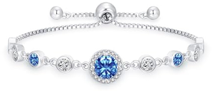 Loutade Armband Damen, Silber Infinity Armband mit Blau Cubic Zirkonia