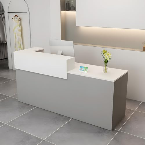 CCUKTFN Empfangstheke, Empfangstresen, Rezeption mit Schublade und offenen Regalen, 100–240 cm Rezeptionstheken, modern für Büro, geeignet für Salons, Büros, Lobbys, Einzelhandelsgeschäfte