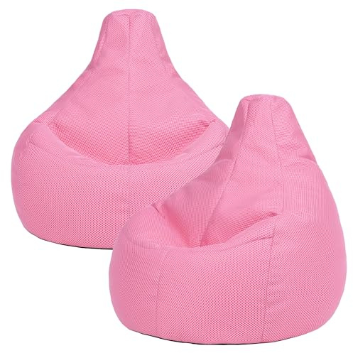 icon Performance Mesh Gaming Bean Bag Chair, Light Pink, 2 Pack, Large Adult Bean Bag with Filling Included, Comfy Chair, Bedroom Furniture, Gamer Gifts, Gaming Room, Gaming Room Accessories