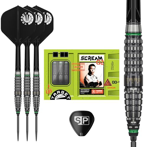 Target Japan Prime Series Scream G2 Steel Tip Darts with Kflex, 23G/25G | 90% Wolfram-Dart-Set, K-Flex-Flügel und -Schaft Nr. 2, Nano Swiss Point-Spitzen, Spieler Akito Yamagata Gen 2
