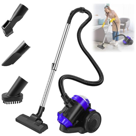 Beutelloser Staubsauger 1500 Watt | beutellos Zyklon Staubsauger mit Set von Aufsätzen | leistungsstarker Bodenstaubsauger mit Düsensatz | HEPA Filter, Turbobürste, Staubbehälter 1,5L