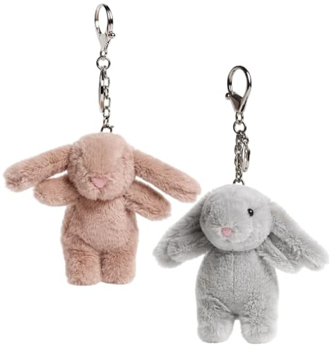 Yuwnd 2 Stück Schlüsselanhänger Hase, Schlüsselanhänger Plüschtier, Plüsch Hasen Schlüsselanhänger In Braun Und Dunkelgrau, Taschenanhänger Plüsch Für Geschenkideen Und Alltagsnutzung