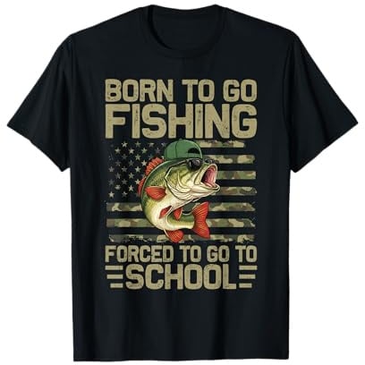 Born to Go Fishing Bass Fish Funny Fisherman Boys Kids Men T-Shirt