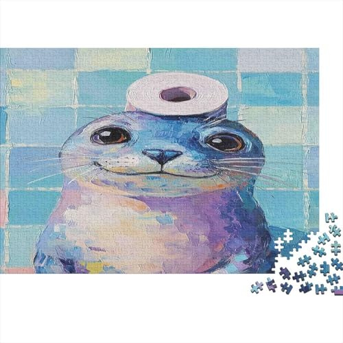 Funny Seal Paper Jigsaw Toilet Roll 1000 Pieces Brain Training Adult Thick Paper Puzzle Wall Decoration Gift 38x26cm/1000pcs
