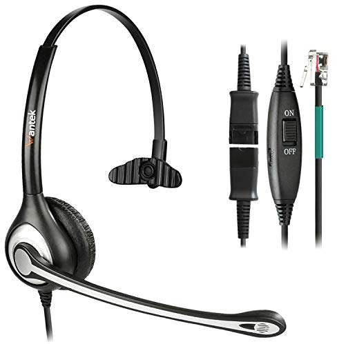 Wantek Cuffie RJ9 con microfono a cancellazione del rumore + scollegamento rapido per telefoni fissi Polycom VVX400 VVX410 VVX411 Mitel 5312 5320e Avaya 1120 1408 ShoreTel IP480 NEC Plantronics