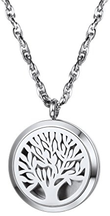 PROSTEEL Colgante Arbol de Vida Difusor de Aroma, Collar Abierto Aromaterapia Difusor de Aceite Esencial
