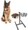 Dog Elevated Food Bowl Holder Set Raised Cat Feeding Station Stand Adjustable Height Pet Double Feeder - 2 Stainless Steel Water Bowls
