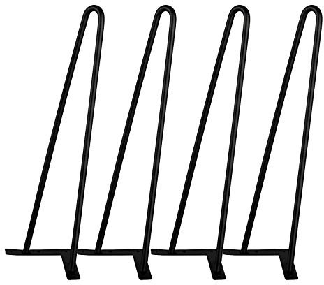 Yaheetech 4 Pieds de Table de 40cm en Epingle à Cheveux en Fer Pied de Tables/Chaises/Meuble DIY Noir