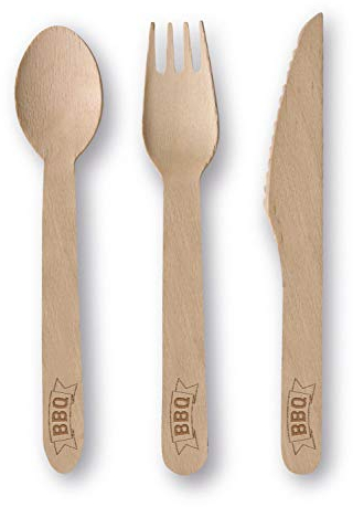 amscan Cubiertos de Madera para barbacoas (24 Piezas), Color Naturaleza (10022737)